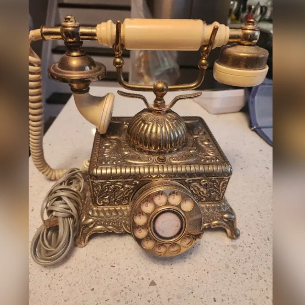Vintage Gold and Cream Rotary Phone